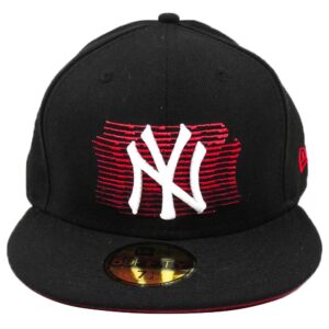 Boné New Era Beisebol New York Yankees Aba Vermelha Reta Fechado Logo Branco